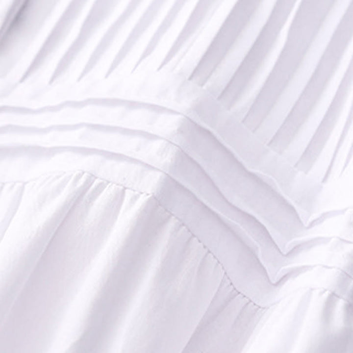 Buddha Stones Summer Casual Vintage Button-up Solid Pintuck Pleats Design Women's Short Sleeve Shirts - image 19