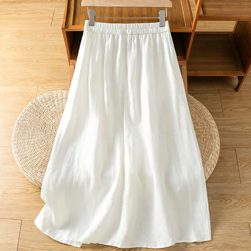 Buddha Stones Summer Casual Vintage Side Slit Solid Flowers Women's Skirts With Pocket - image 15
