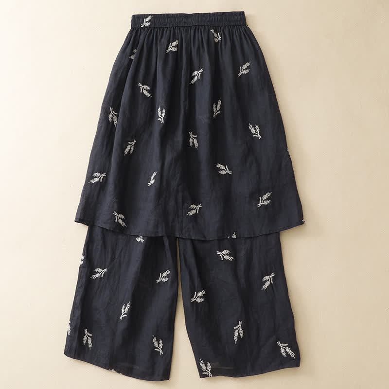 Buddha Stones Summer Boho Casual Floral Drawstring Cropped Pants Women's Wide Leg Pants - image 2