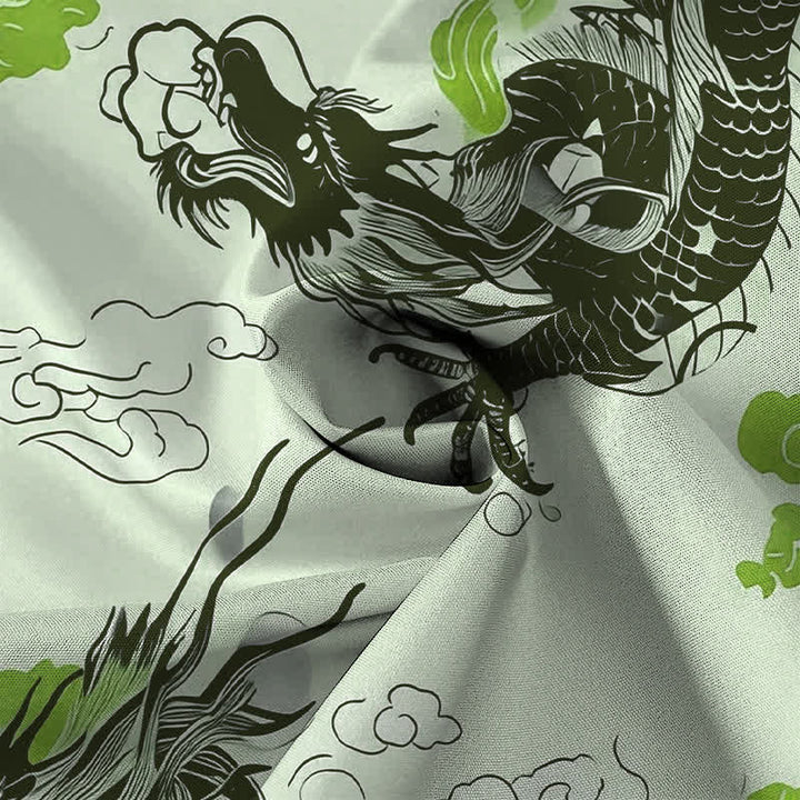 Buddha Stones Oriental Dragon Cloud Pattern Buttons Wrinkle-resistant Men's Short Sleeve Shirt - image 8