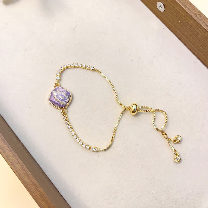 Buddha Stones Copper Luck Song Brocade Square Adjustable Bracelet - Light Purple(Same Color Tone – Pattern Varies) - image 1