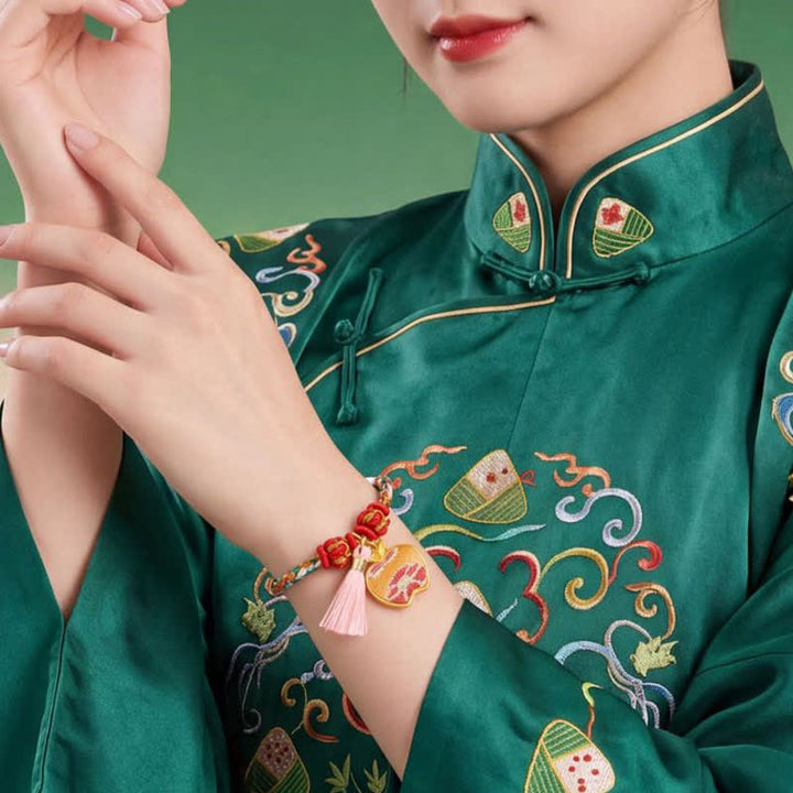 Buddha Stones Handwoven Five Color Apple Money Bag Gourd Chinese Lock Charm Protection Bracelet - image 13