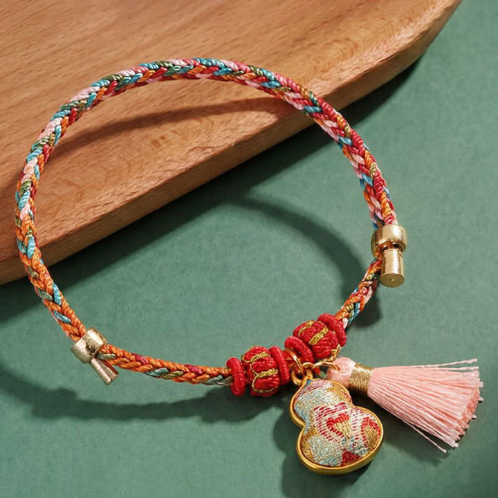 Buddha Stones Handwoven Five Color Apple Money Bag Gourd Chinese Lock Charm Protection Bracelet - image 34