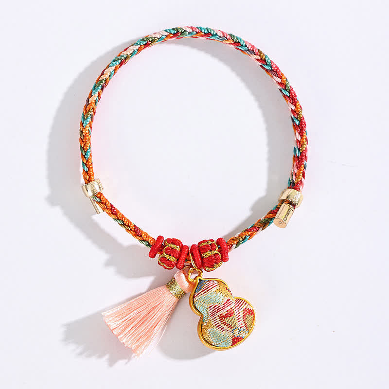 Buddha Stones Handwoven Five Color Apple Money Bag Gourd Chinese Lock Charm Protection Bracelet - image 45