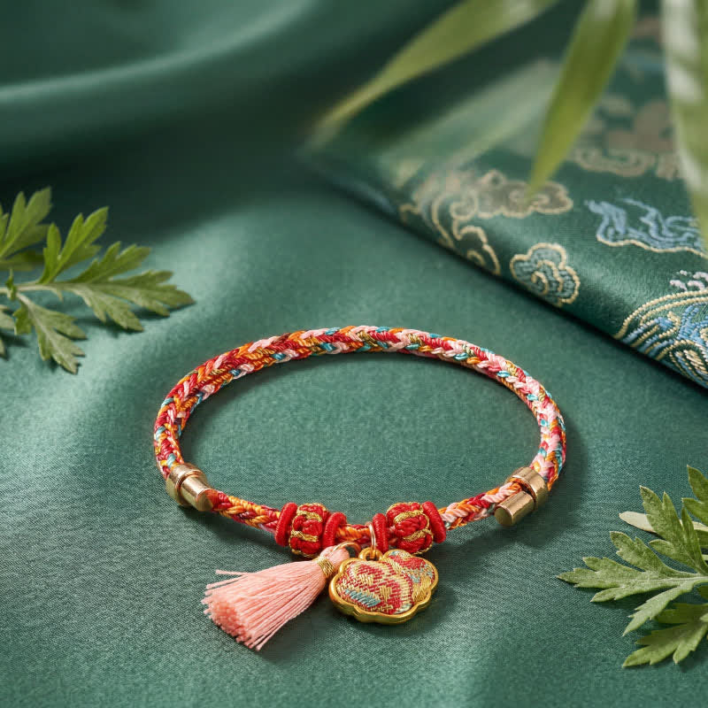 Buddha Stones Handwoven Five Color Apple Money Bag Gourd Chinese Lock Charm Protection Bracelet - Chinese Lock Charm(Same Color Tone – Pattern Varies) - image 51