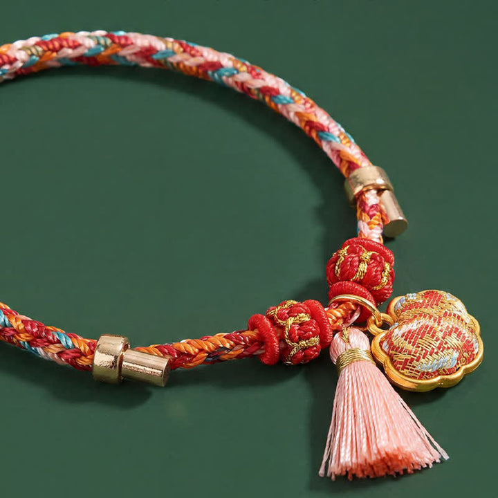 Buddha Stones Handwoven Five Color Apple Money Bag Gourd Chinese Lock Charm Protection Bracelet - image 58