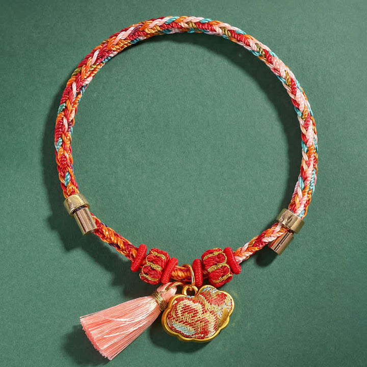 Buddha Stones Handwoven Five Color Apple Money Bag Gourd Chinese Lock Charm Protection Bracelet - image 56