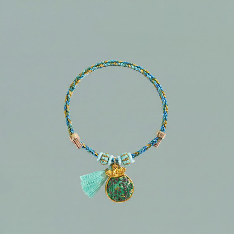 Buddha Stones Hand-Woven Five-Color Cord Luck Green Song Brocade Zongzi Apple Money Bag Chinese Lock Charm Gourd Bracelet - image 18