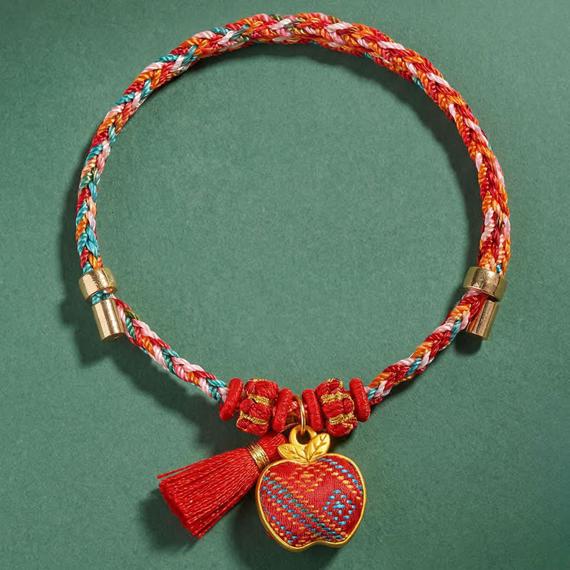 Buddha Stones Handmade Five-Color Cord Luck Red Song Brocade Chinese Lock Charm Apple Money Bag Gourd Zongzi Braided Bracelet - image 31