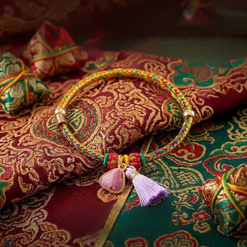 Buddha Stones Handwoven Five Color Cord Luck Purple Song Brocade Chinese Lock Charm Apple Money Bag Gourd Zongzi Adjustable Bracelet - Zongzi(Same Color Tone – Pattern Varies) - image 17