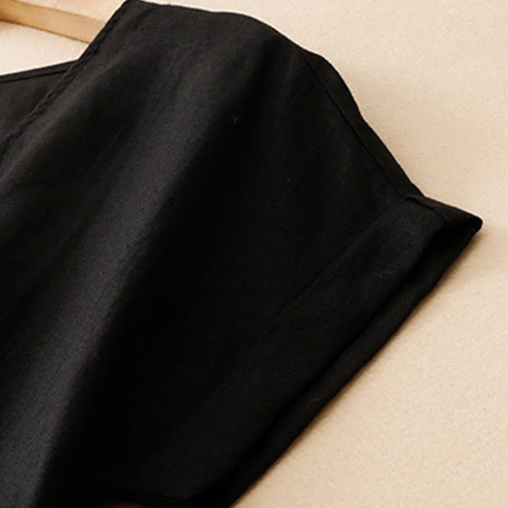 Buddha Stones Summer Casual Minimalist Side Slit Solid V-Neck Women's Short Sleeve T-Shirts - image 11