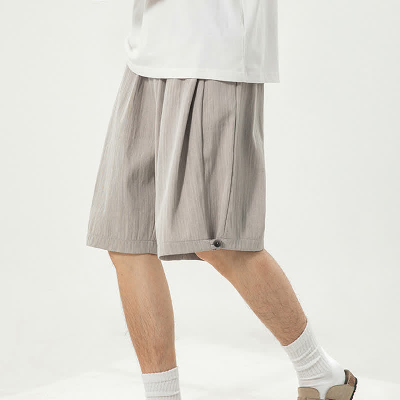 Buddha Stones Summer Casual Minimalist Drawstring Elastic Waist Solid Men's Shorts With Pocket - Gainsboro - US/UK/AU42, EU52 (3XL) - image 0