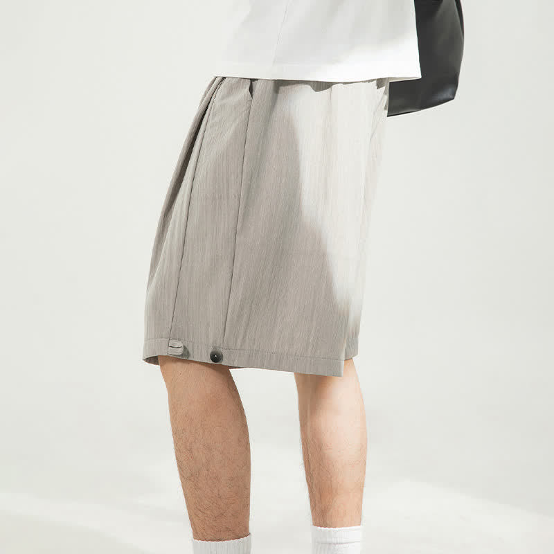 Buddha Stones Summer Casual Minimalist Drawstring Elastic Waist Solid Men's Shorts With Pocket - image 3