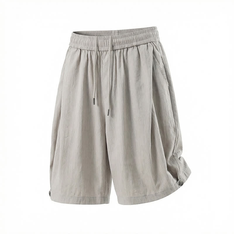 Buddha Stones Summer Casual Minimalist Drawstring Elastic Waist Solid Men's Shorts With Pocket - image 9