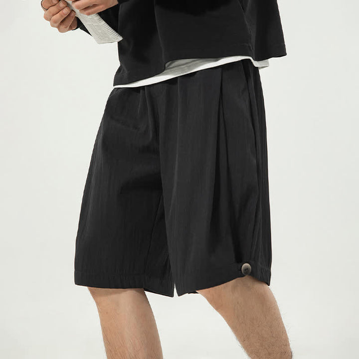 Buddha Stones Summer Casual Minimalist Drawstring Elastic Waist Solid Men's Shorts With Pocket - image 21