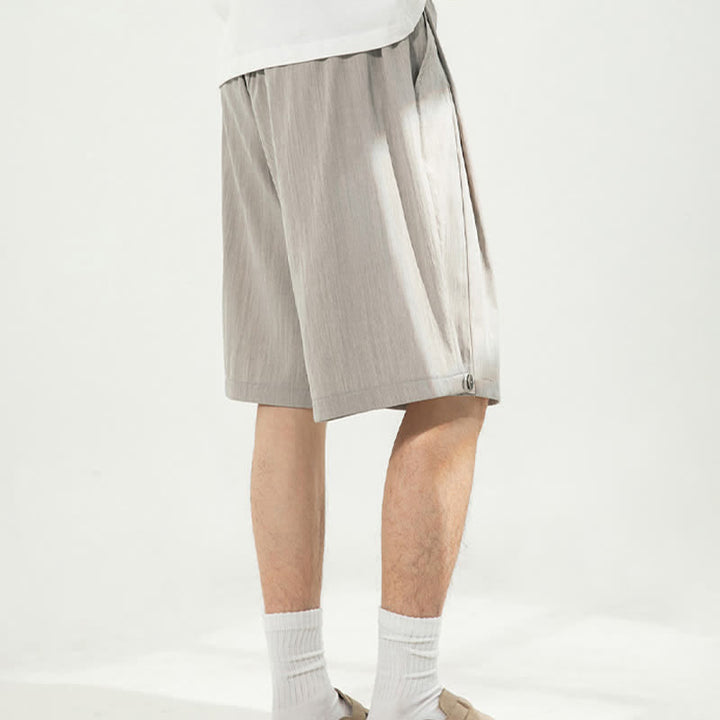 Buddha Stones Summer Casual Minimalist Drawstring Elastic Waist Solid Men's Shorts With Pocket - image 1