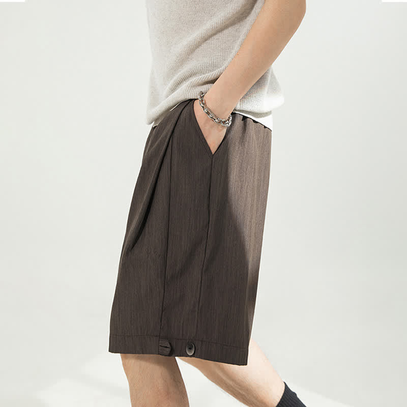 Buddha Stones Summer Casual Minimalist Drawstring Elastic Waist Solid Men's Shorts With Pocket - image 27