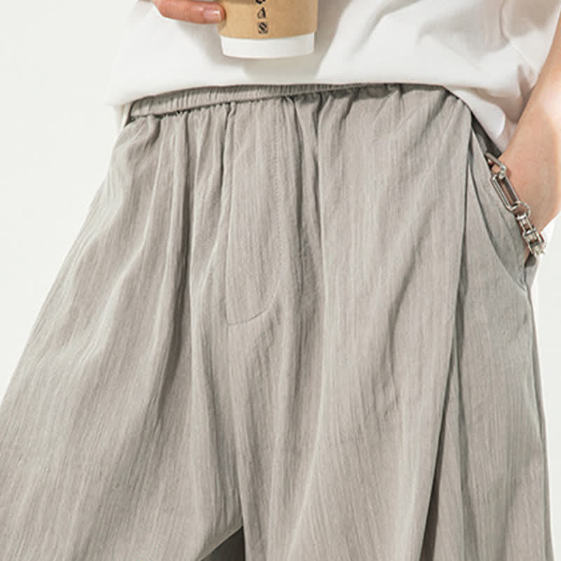 Buddha Stones Summer Casual Minimalist Drawstring Elastic Waist Solid Men's Shorts With Pocket - image 7