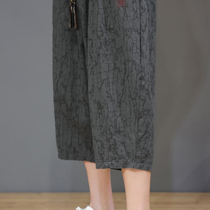 Buddha Stones Summer Casual Vintage Drawstring Abstract Men's Cropped Pants With Pockets - image 13