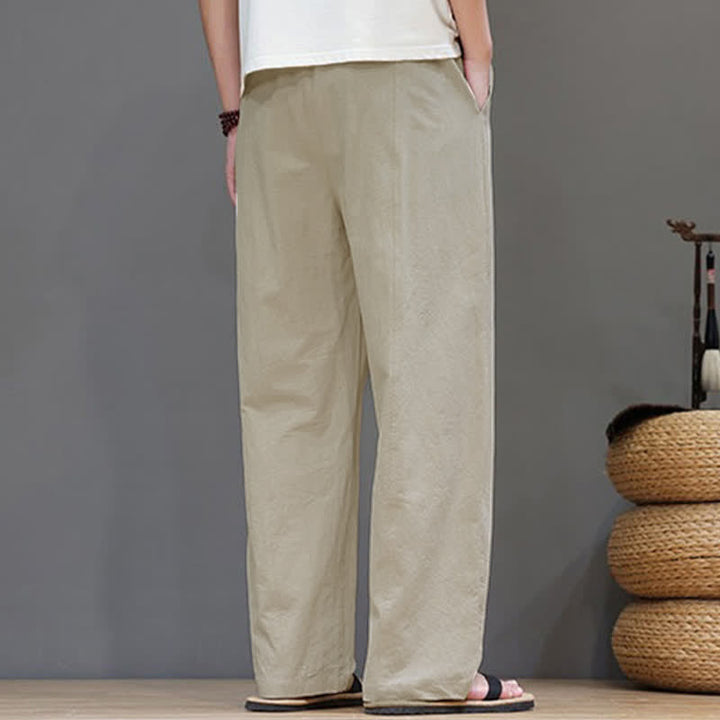 Buddha Stones Summer Casual Vintage Drawstring Solid Cotton Ankle Pants Men's Harem Pants With Pocket - image 22