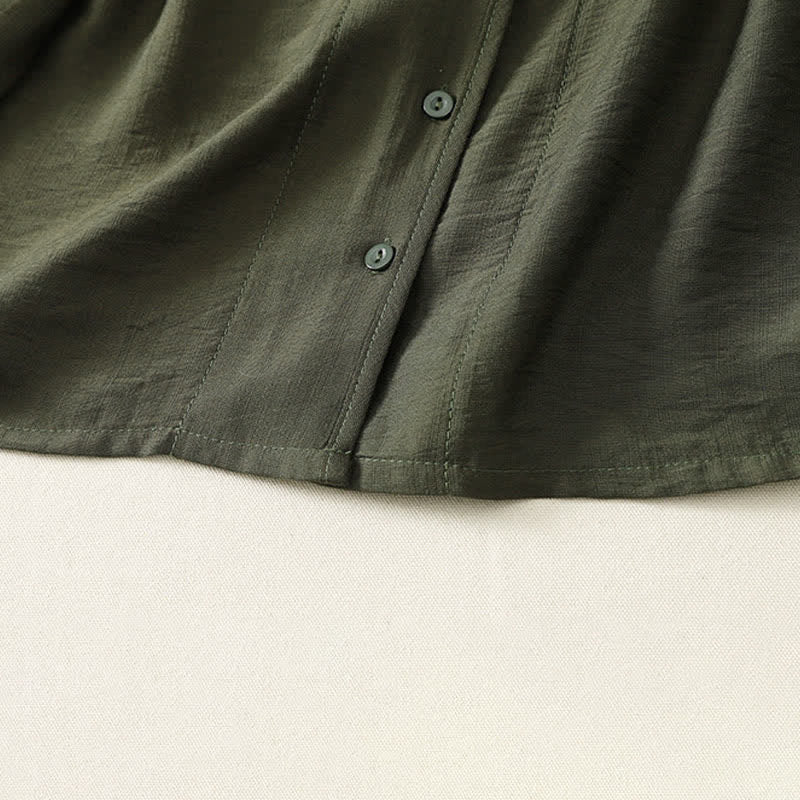 Buddha Stones Summer Casual Minimalist Button-Up Solid Women's Long Sleeve Shirts - image 15