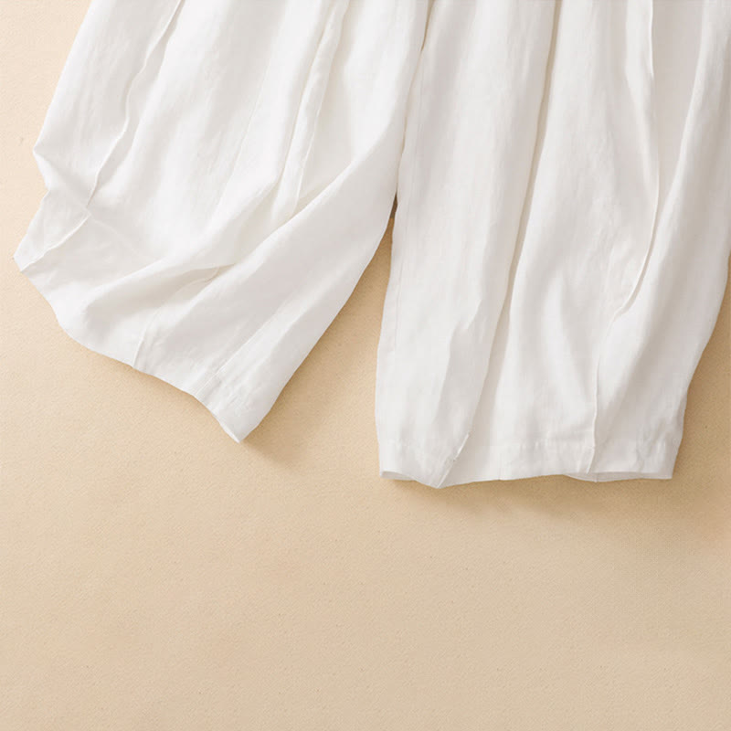 Buddha Stones Summer Casual Minimalist Solid Cropped Pants Women's Harem Pants With Pocket - image 21