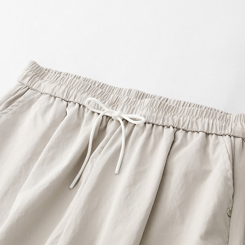 Buddha Stones Summer Casual Minimalist Drawstring Solid Cotton Ankle Pants Women's Harem Pants With Pocket - image 11