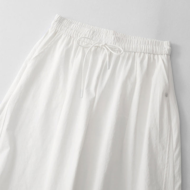Buddha Stones Summer Casual Minimalist Drawstring Solid Cotton Ankle Pants Women's Harem Pants With Pocket - image 19