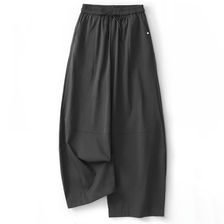 Buddha Stones Summer Casual Minimalist Drawstring Solid Cotton Ankle Pants Women's Harem Pants With Pocket - DimGray - US8-10, UK/AU12-14, EU40-42 (2XL) - image 0