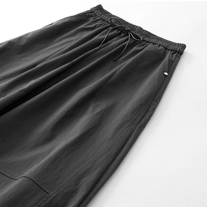 Buddha Stones Summer Casual Minimalist Drawstring Solid Cotton Ankle Pants Women's Harem Pants With Pocket - image 4
