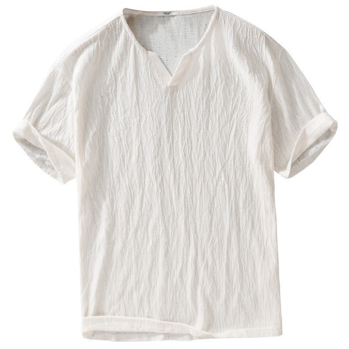 Buddha Stones Summer Casual Minimalist Solid V-Neck Men's Short Sleeve T-Shirts - image 14