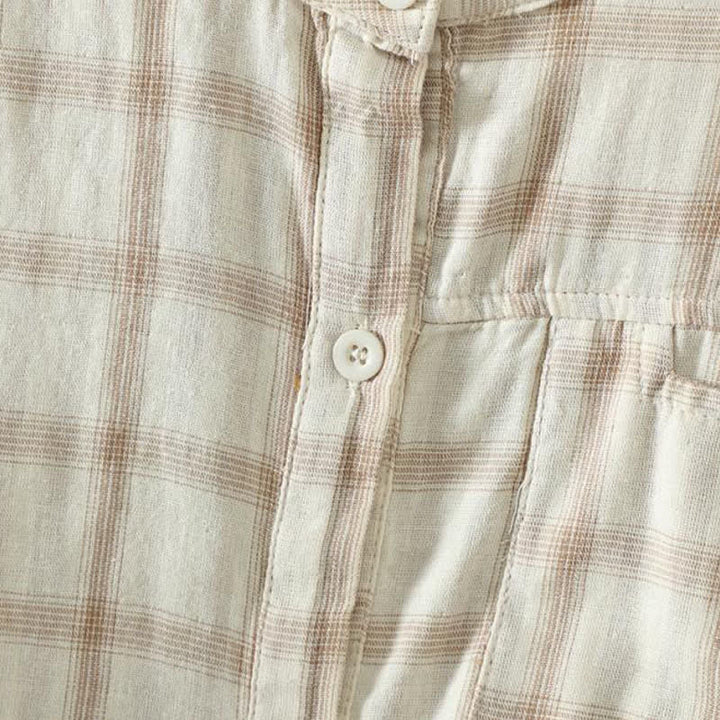Buddha Stones Summer Casual Vintage Plaid Women's Short Sleeve Shirts With Patch Pocket - image 24