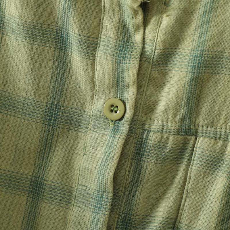 Buddha Stones Summer Casual Vintage Plaid Women's Short Sleeve Shirts With Patch Pocket - image 4