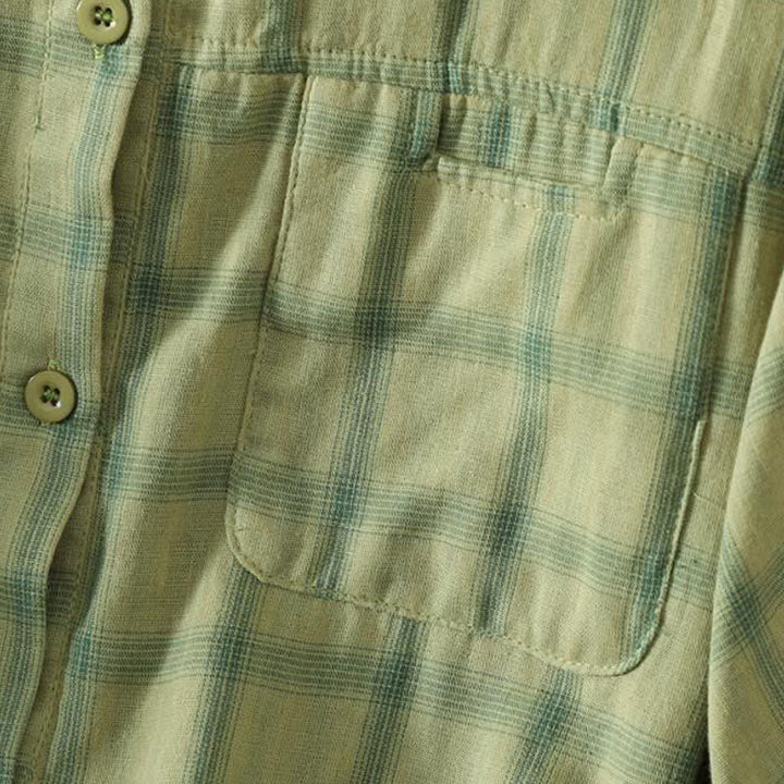 Buddha Stones Summer Casual Vintage Plaid Women's Short Sleeve Shirts With Patch Pocket - image 3