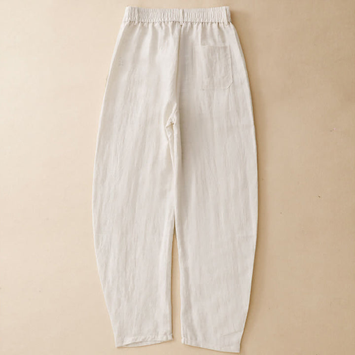 Buddha Stones Summer Casual Button-Up Solid Zipper Design Ankle Pants Women's Harem Pants With Pocket - image 16