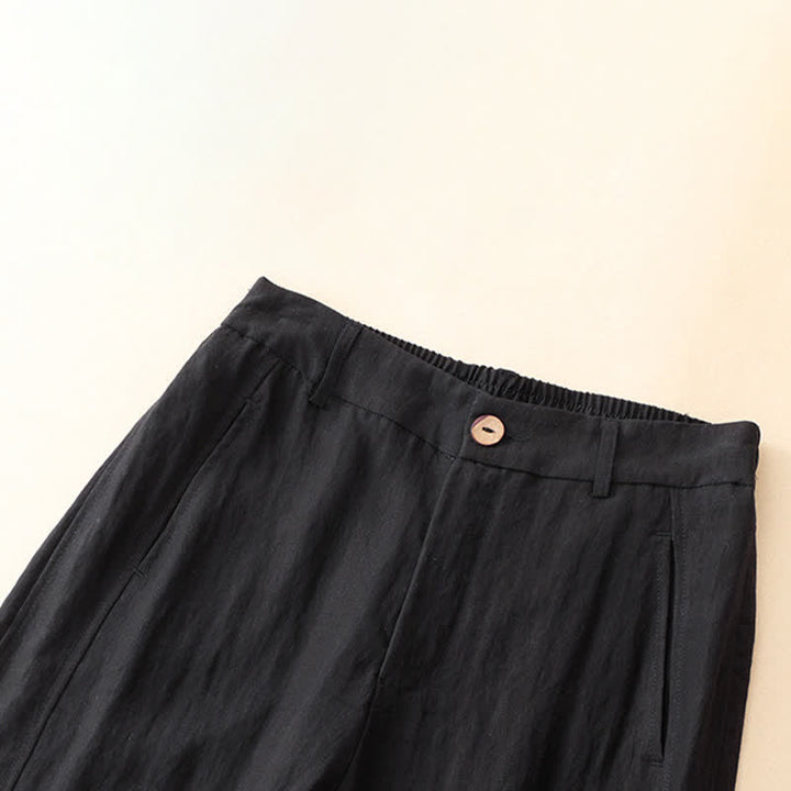 Buddha Stones Summer Casual Button-Up Solid Zipper Design Ankle Pants Women's Harem Pants With Pocket - image 6