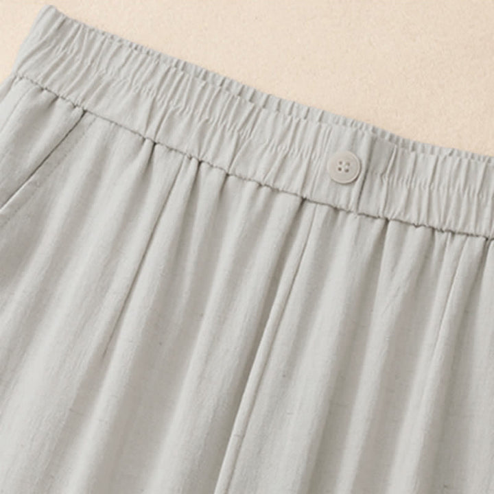 Buddha Stones Summer Casual Embroidery Solid Cropped Pants Women's Harem Pants With Pocket - image 3