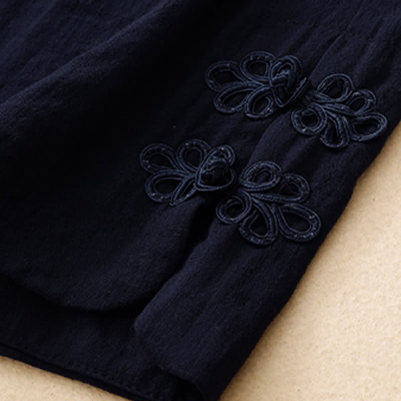 Buddha Stones Summer Casual Embroidery Solid Cropped Pants Women's Harem Pants With Pocket - image 13