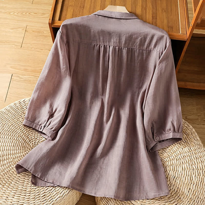 Buddha Stones Summer Vintage Embroidery Floral Women's Short Sleeve Shirts - image 18
