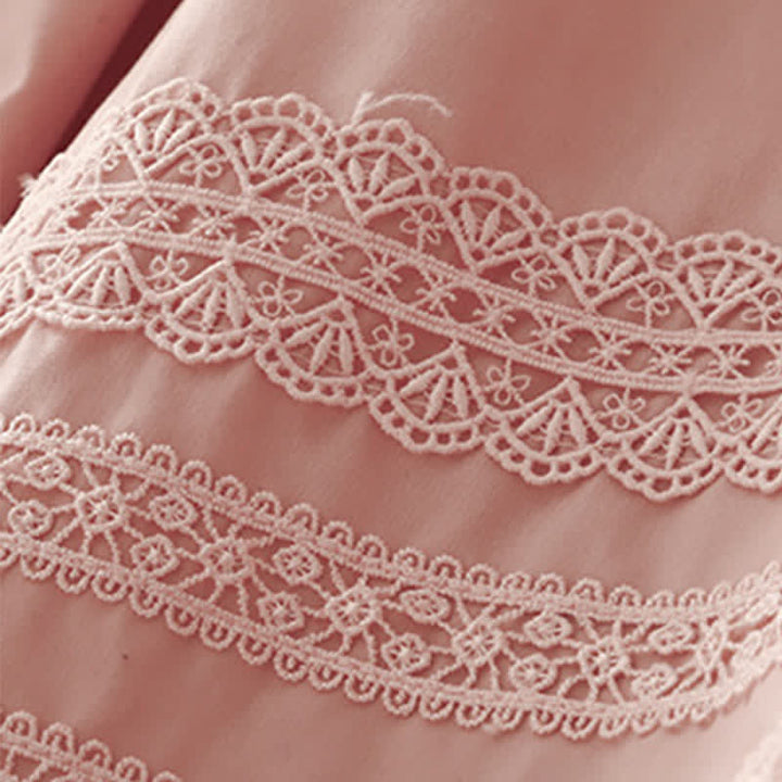 Buddha Stones Summer Elegant Casual Drawstring Solid Lace-trimmed Hem Ankle Pants Women's Wide Leg Pants - image 8