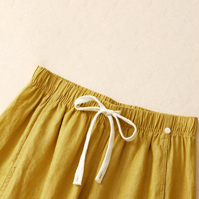 Buddha Stones Summer Casual Minimalist Drawstring Solid Ankle Pants Women's Straight Leg Pants With Pocket - image 1