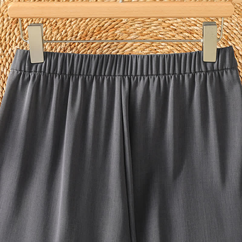 Buddha Stones Summer Casual Minimalist Solid Cropped Pants Women's Harem Pants With Pocket - image 3