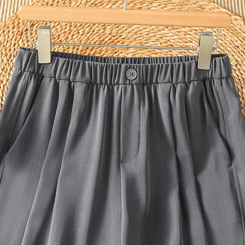 Buddha Stones Summer Casual Minimalist Solid Cropped Pants Women's Harem Pants With Pocket - image 2