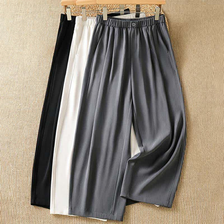 Buddha Stones Summer Casual Minimalist Solid Cropped Pants Women's Harem Pants With Pocket - image 19