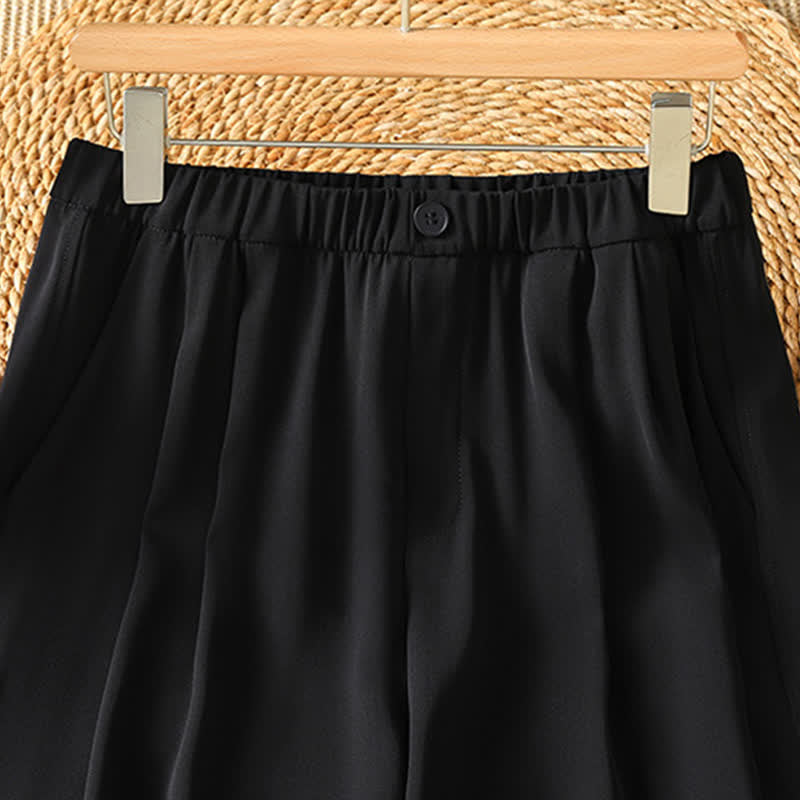 Buddha Stones Summer Casual Minimalist Solid Cropped Pants Women's Harem Pants With Pocket - image 9