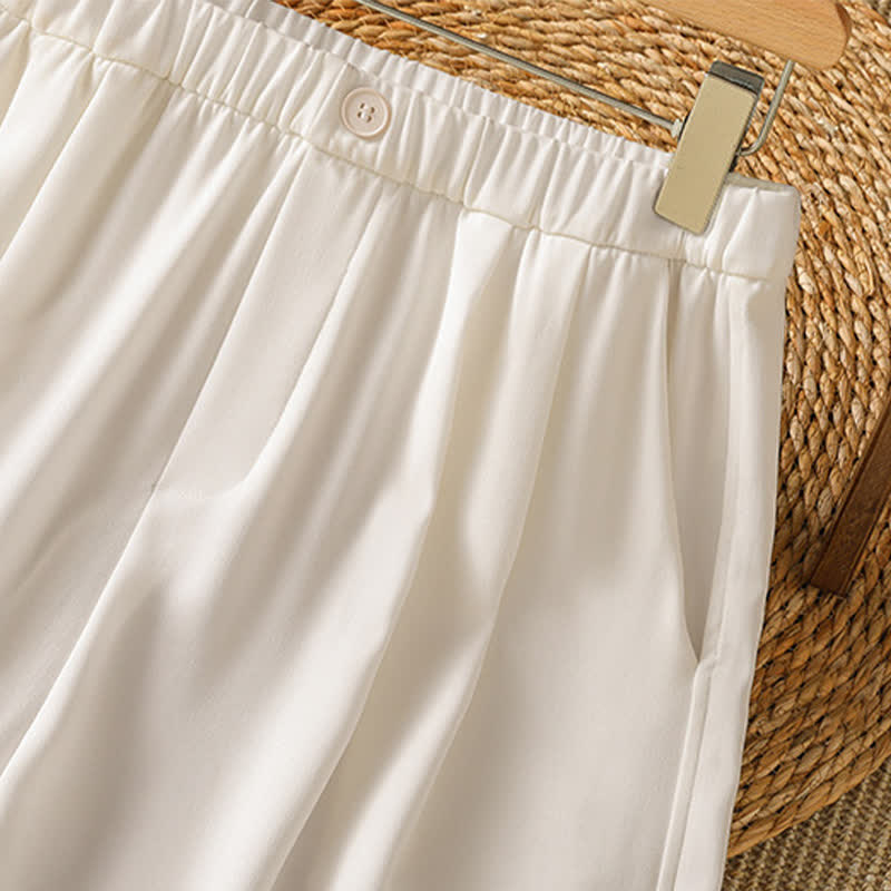 Buddha Stones Summer Casual Minimalist Solid Cropped Pants Women's Harem Pants With Pocket - image 16