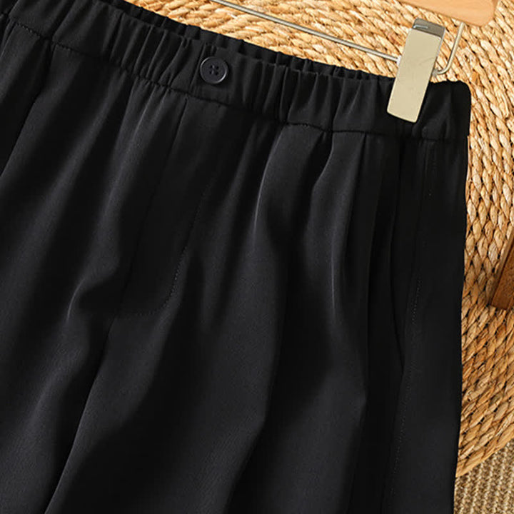 Buddha Stones Summer Casual Minimalist Solid Cropped Pants Women's Harem Pants With Pocket - image 11