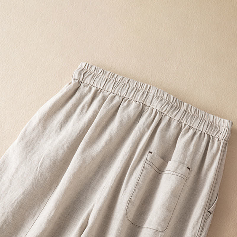 Buddha Stones Summer Casual Minimalist Drawstring Solid Ankle Pants Women's Harem Pants With Pocket - image 3