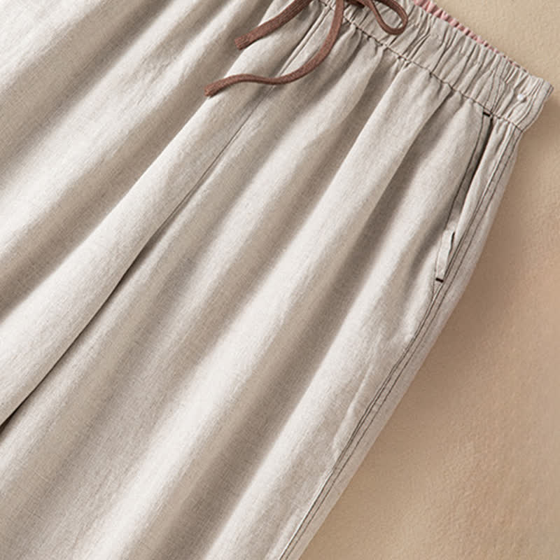 Buddha Stones Summer Casual Minimalist Drawstring Solid Ankle Pants Women's Harem Pants With Pocket - image 6