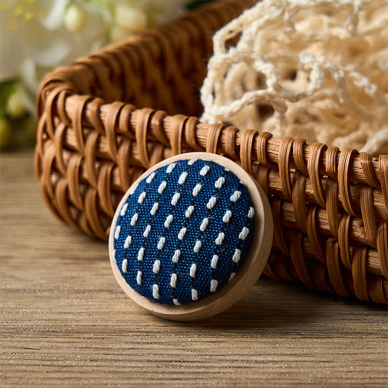 Buddha Stones Handmade Fabric Flower Grounding Round Brooch - Mizi - Light - image 13